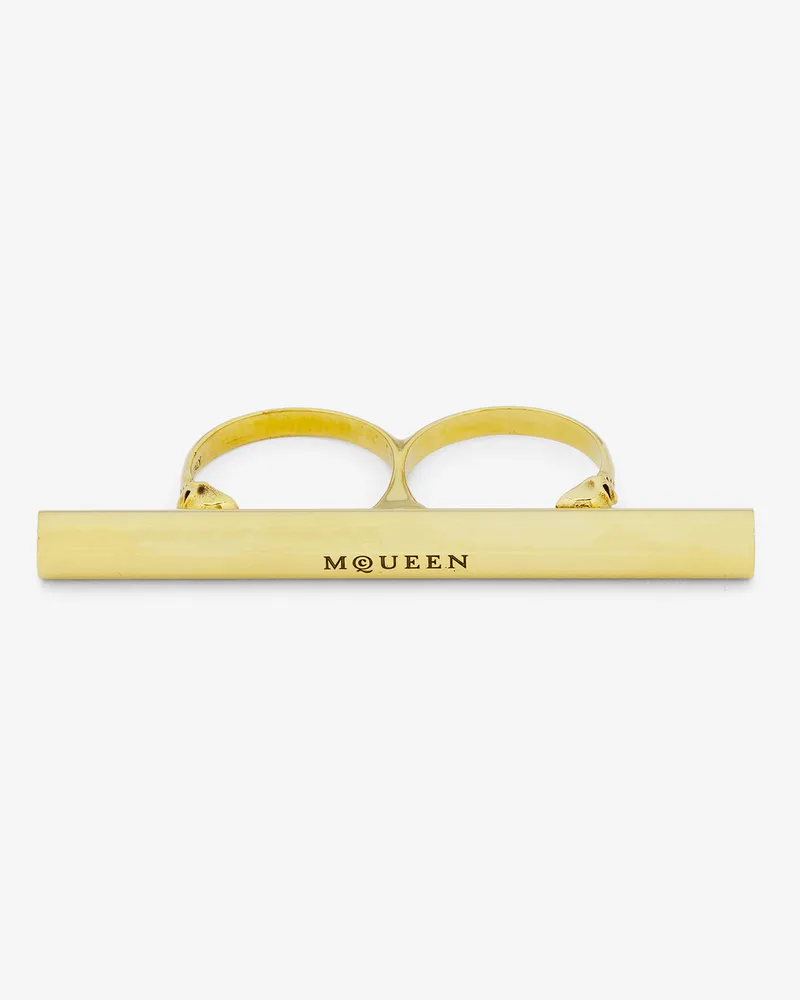 Alexander McQueen T-Bar Double Ring - Item 804618J161G0448 Antikgold