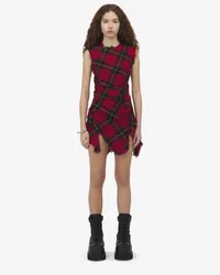 Alexander McQueen Distressed-Minikleid mir Karomuster Rot