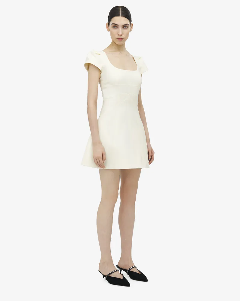 Alexander McQueen Minikleid aus Woll-Seiden-Mix - Item 841216QJAAA9007 Elfenbeinfarben