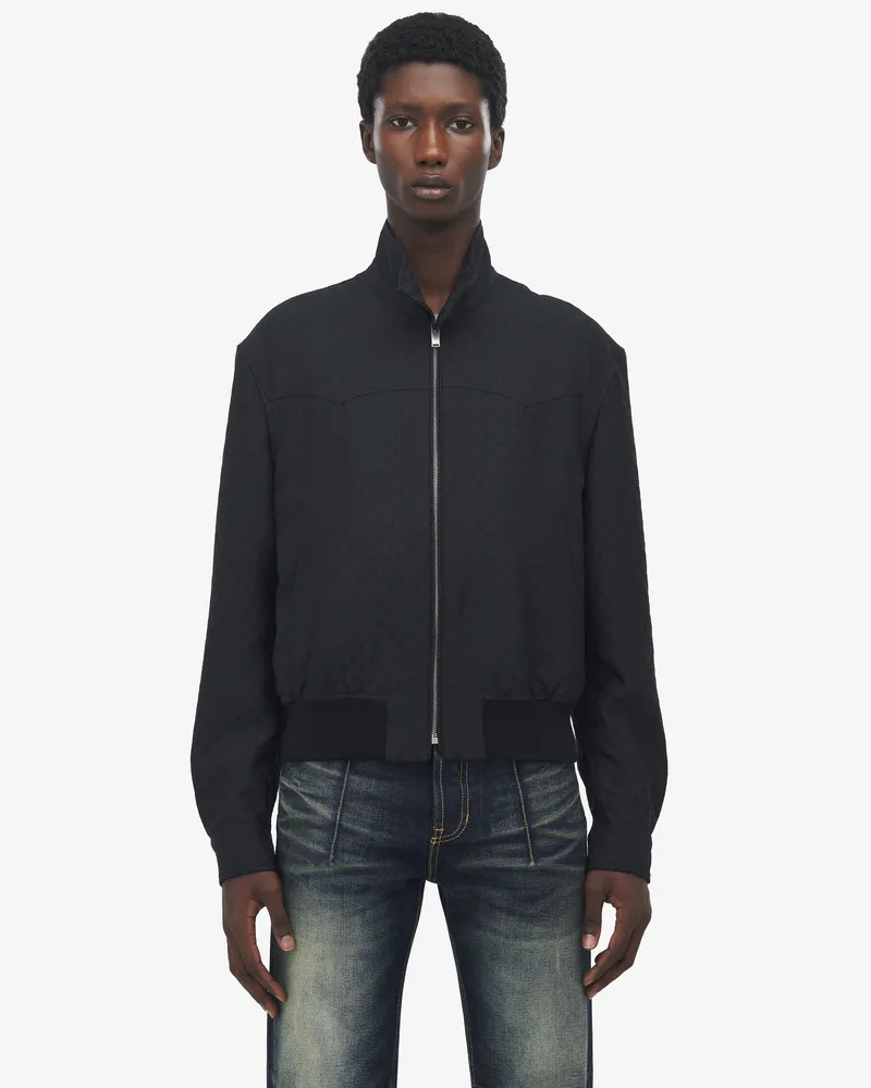 Alexander McQueen Gekürzte Harrington Jacke - Item 827425QRABU1010 Schwarz