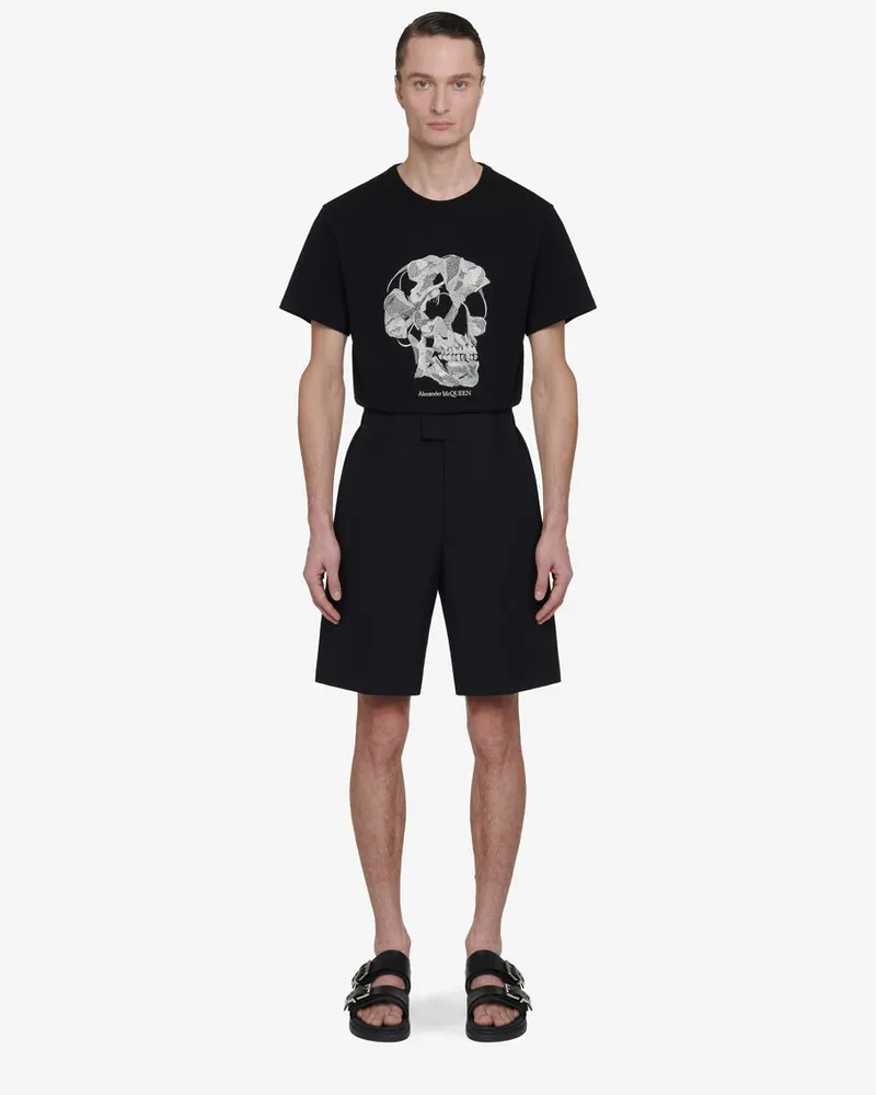 Alexander McQueen T-Shirt mit Pressed Flower Skull-Print Schwarz