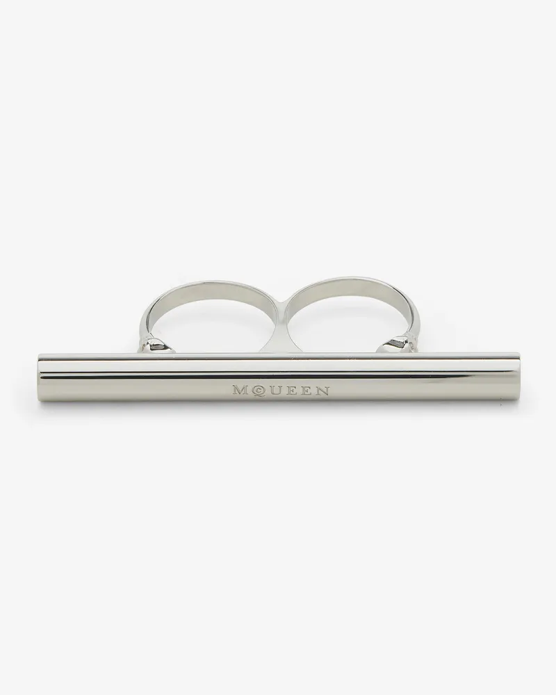 Alexander McQueen Doppelter T-Bar-Ring - Item 804618J160N0926 Palladium