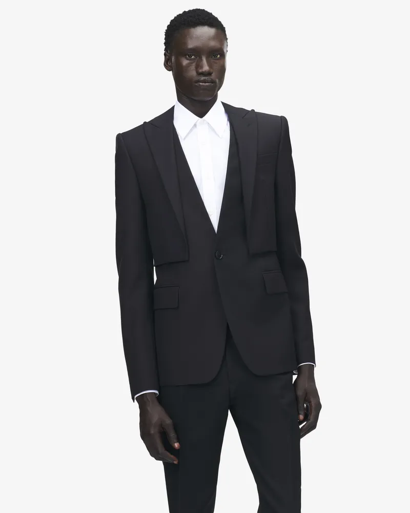 Alexander McQueen Einreihige Jacke mit Trompe-l'ail-Motiv - Item 852956QUAAE1000 Schwarz