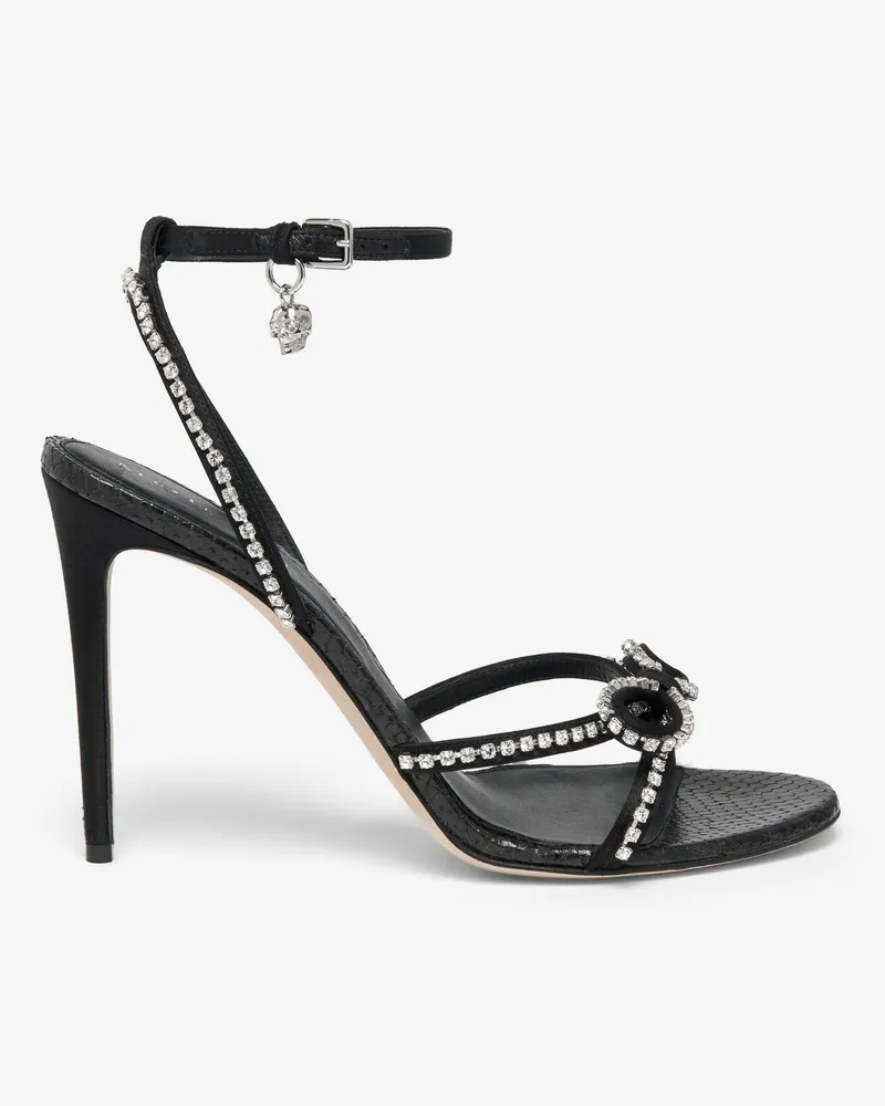Alexander McQueen Sandale mit Kristall-Schleife - Item 851993W4ABZ1064 Schwarz
