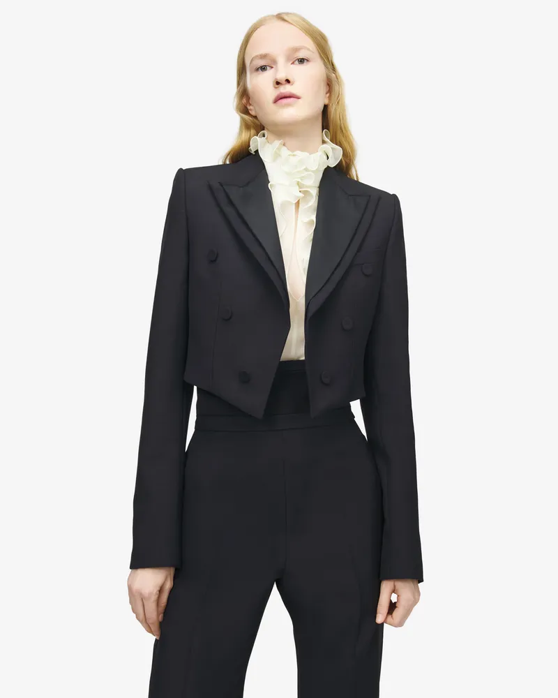 Alexander McQueen Gekürzte Jacke mit doppeltem Revers - Item 847012QJAAC1000 Schwarz