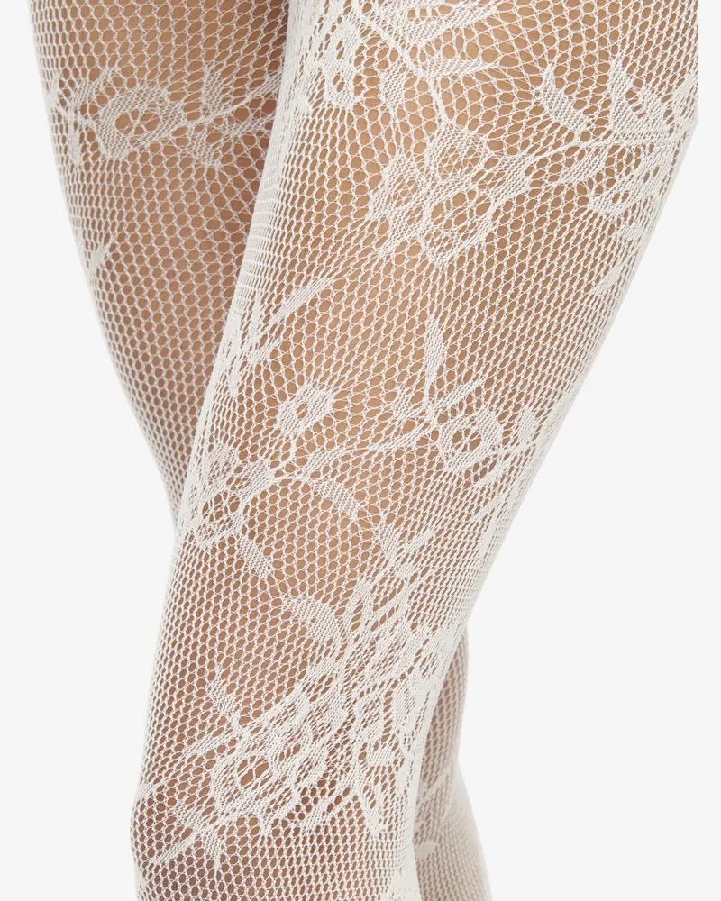Alexander McQueen Strumpfhose mit floraler Spitze - Item 8467703400Q9200 Elfenbeinfarben