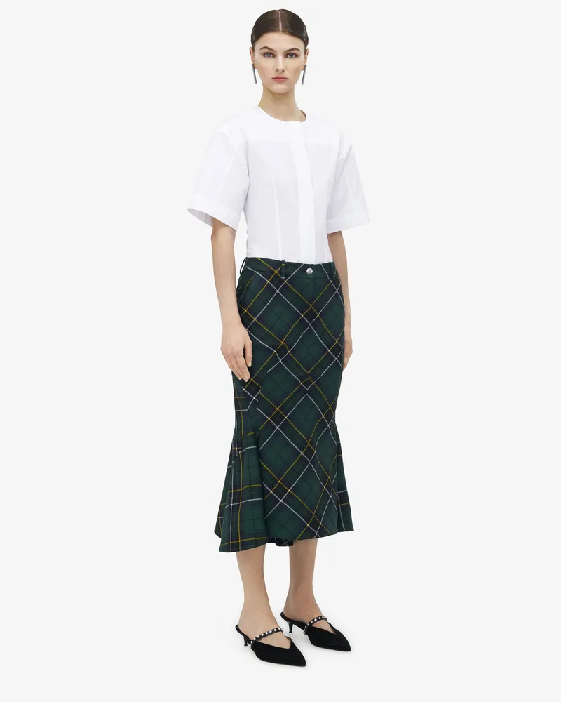 Alexander McQueen Kickback-Wollrock im Tartanmuster - Item 839654QJAFI4348 Marineblau