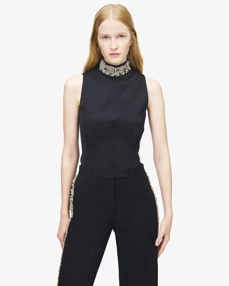 Alexander McQueen Top mit Kettenhemd-Stickerei - Item 854315QEAHJ1000 Schwarz