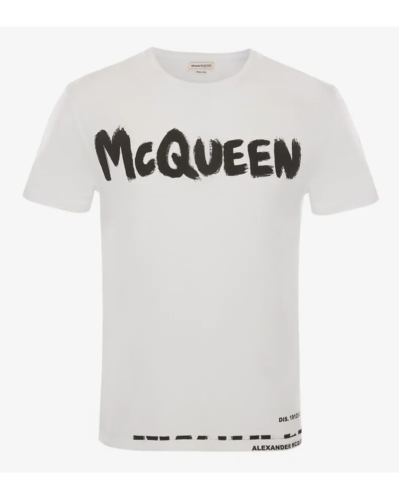 Alexander McQueen T-Shirt McQueen Graffiti Blanc