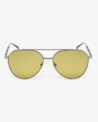 Alexander McQueen Piloten-Sonnenbrille mit Metallplakette Ruthenium