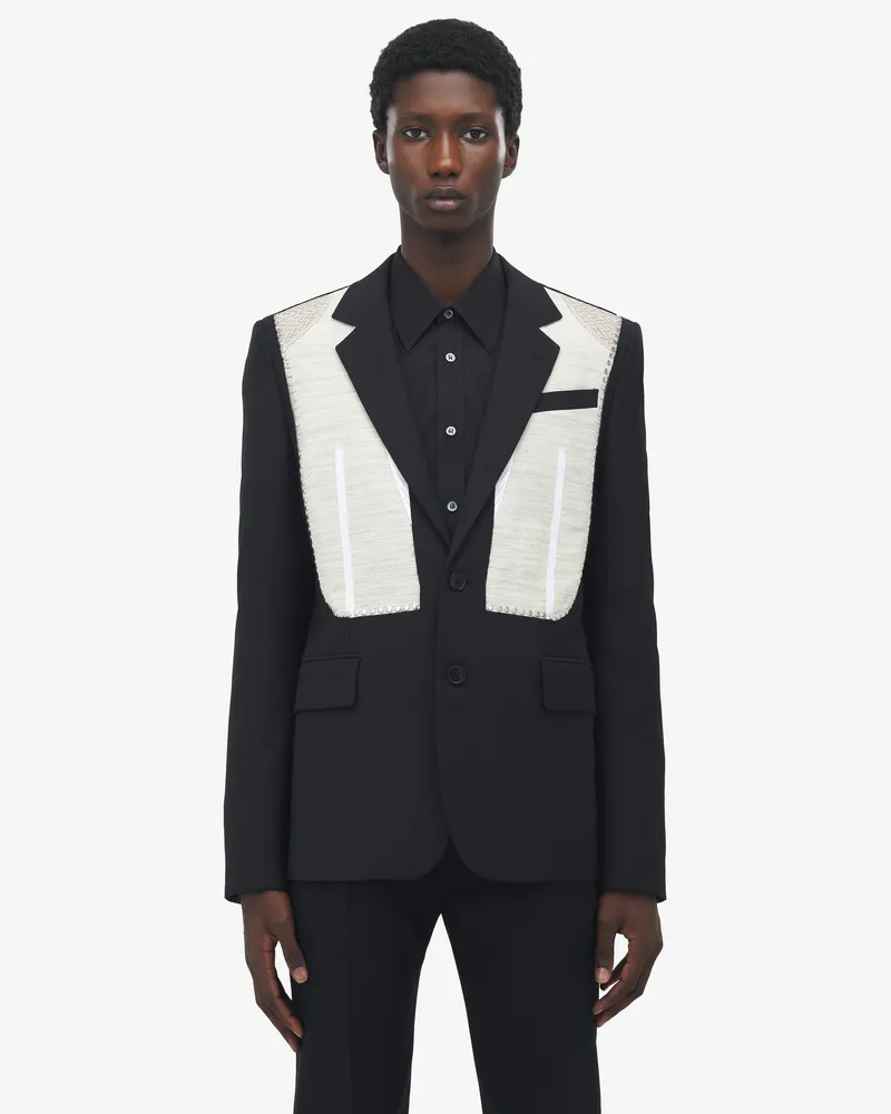 Alexander McQueen Einreihiges Jackett mit Canvas-Detail - Item 838570QUAAE1000 Schwarz