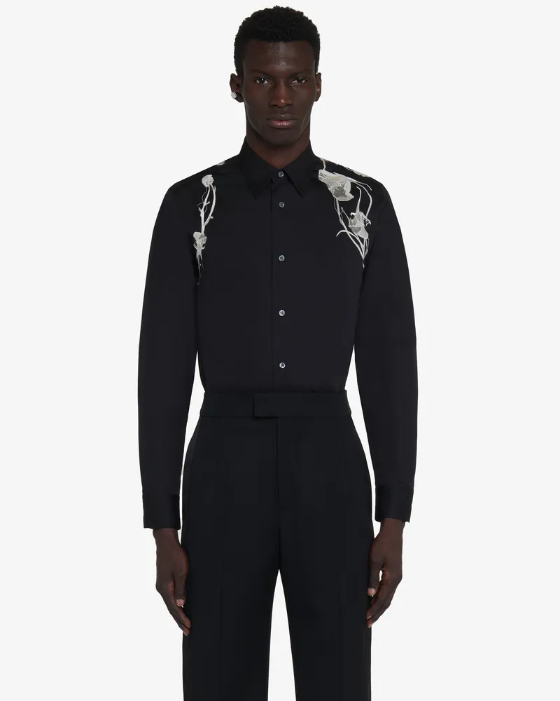 Alexander McQueen Hemd mit Pressed Flower-Gurtdetail Schwarz