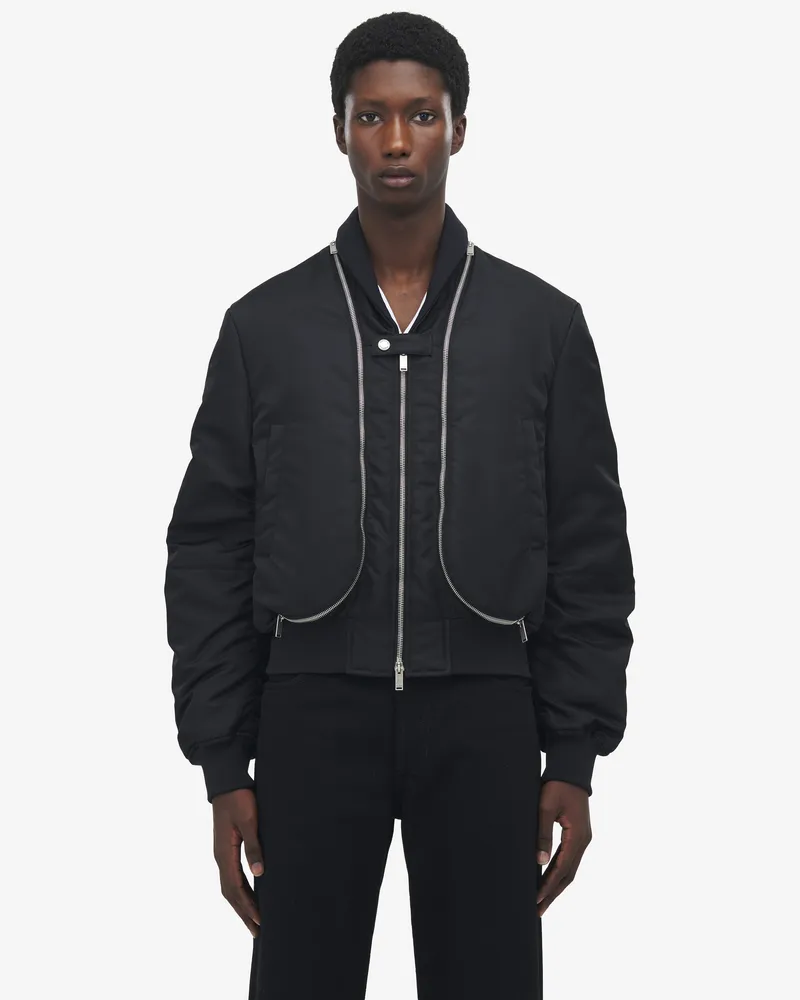 Alexander McQueen Gekürzte Bomberjacke mit Reißverschluss - Item 838589QRAAK1000 Schwarz