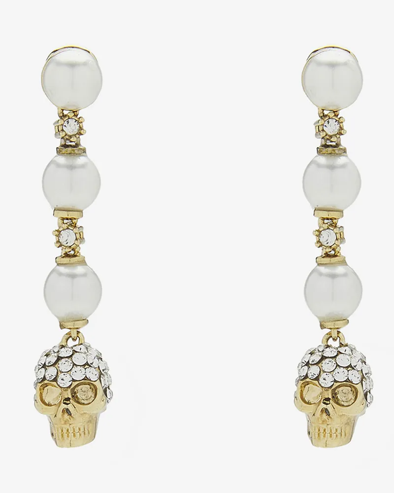 Alexander McQueen Skull and Pearl Earrings - Item 836464J161P1953 Blassgold