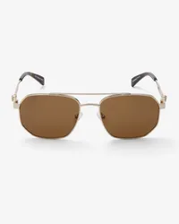 Alexander McQueen Caravan-Sonnenbrille aus Metall mit Floating Skull Gold