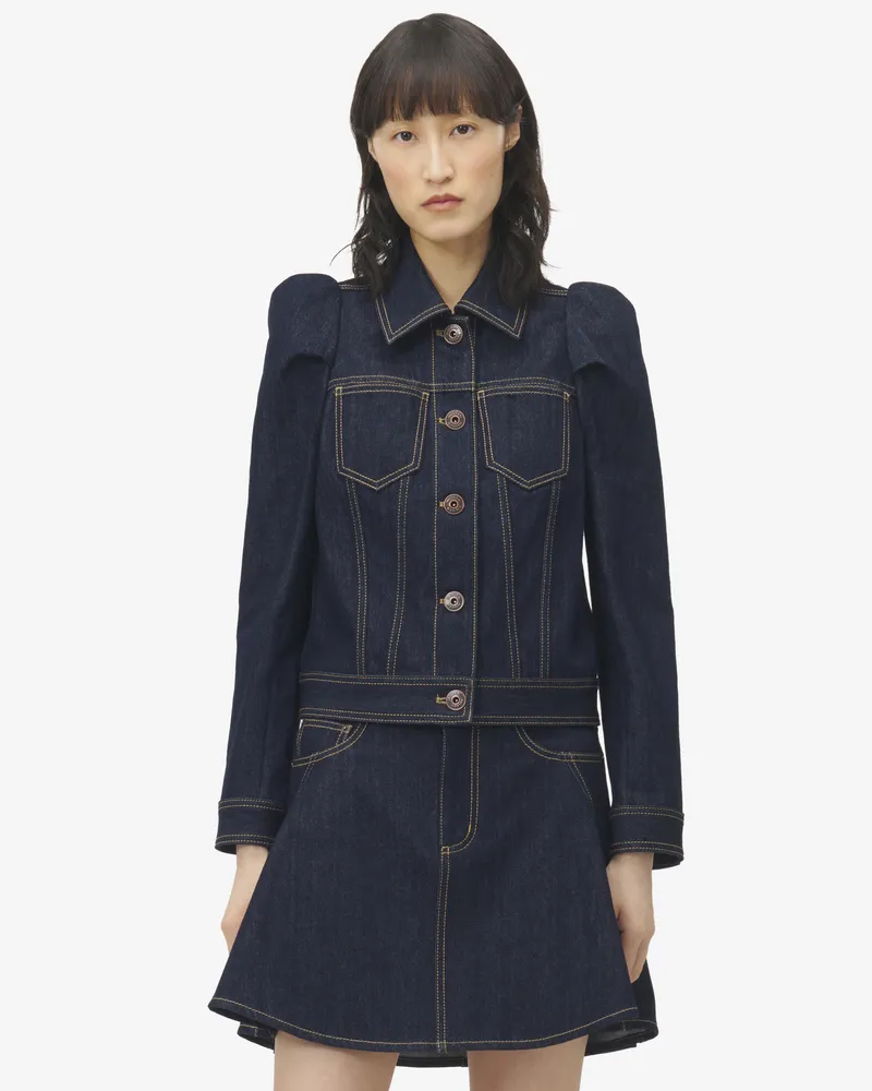 Alexander McQueen Jeansjacke mit betonten Schultern - Item 847964QMADZ4098 Dunkelblau