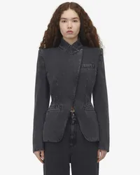 Alexander McQueen Verdrehte, gespleißte Jeansjacke Schwarz