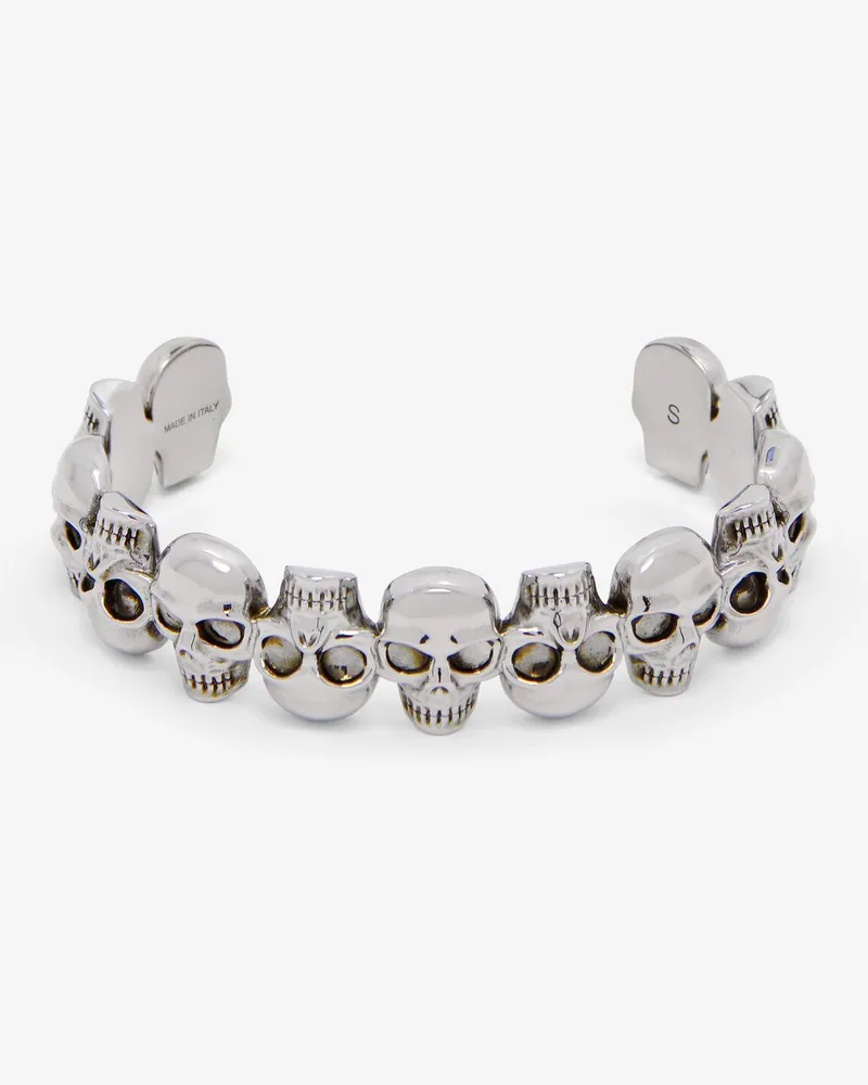 Alexander McQueen Manschette mit mehreren Totenköpfen - Item 823322J161N0446 Antiksilber