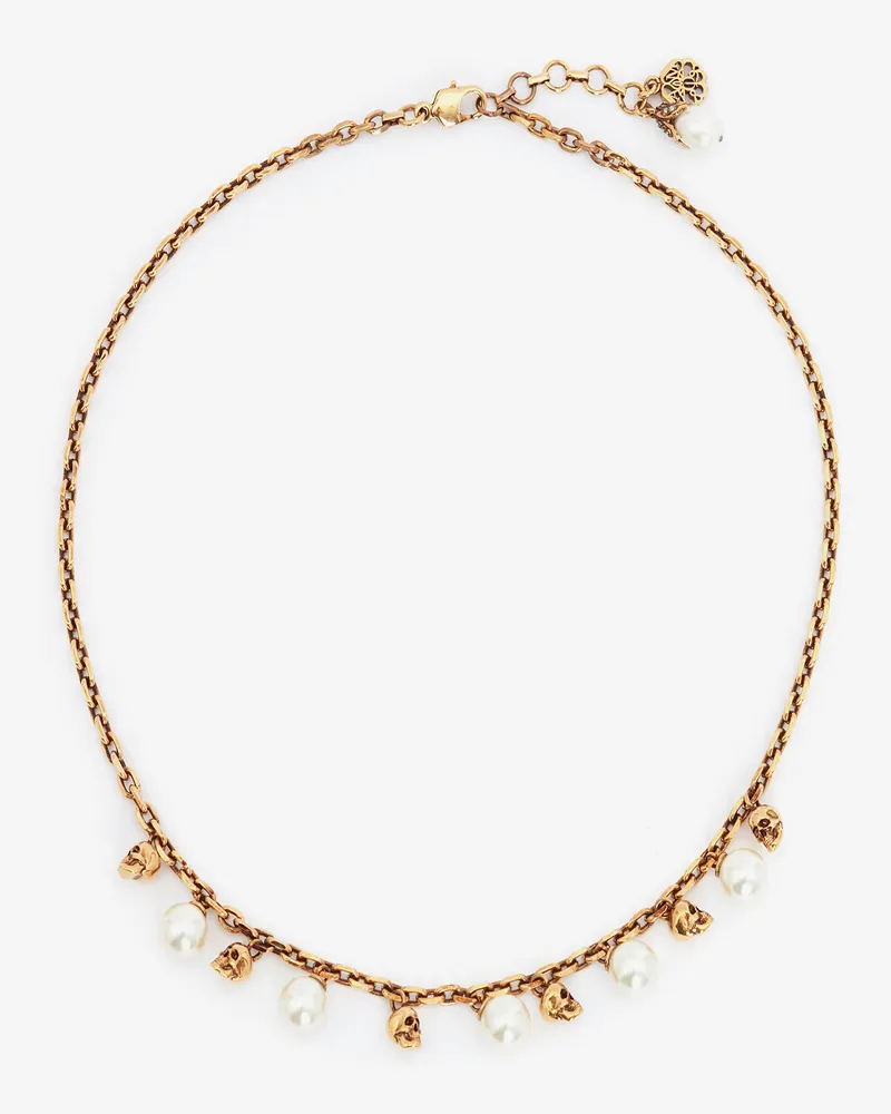 Alexander McQueen Perlige Skull-Halskette - Item 667544J160Z4040 Antikgold