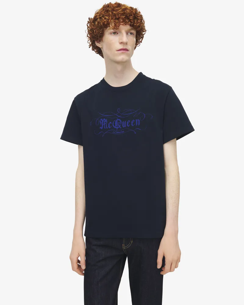 Alexander McQueen McQueen T-Shirt mit Skriptdruck - Item 847748QTAD40454 Blau