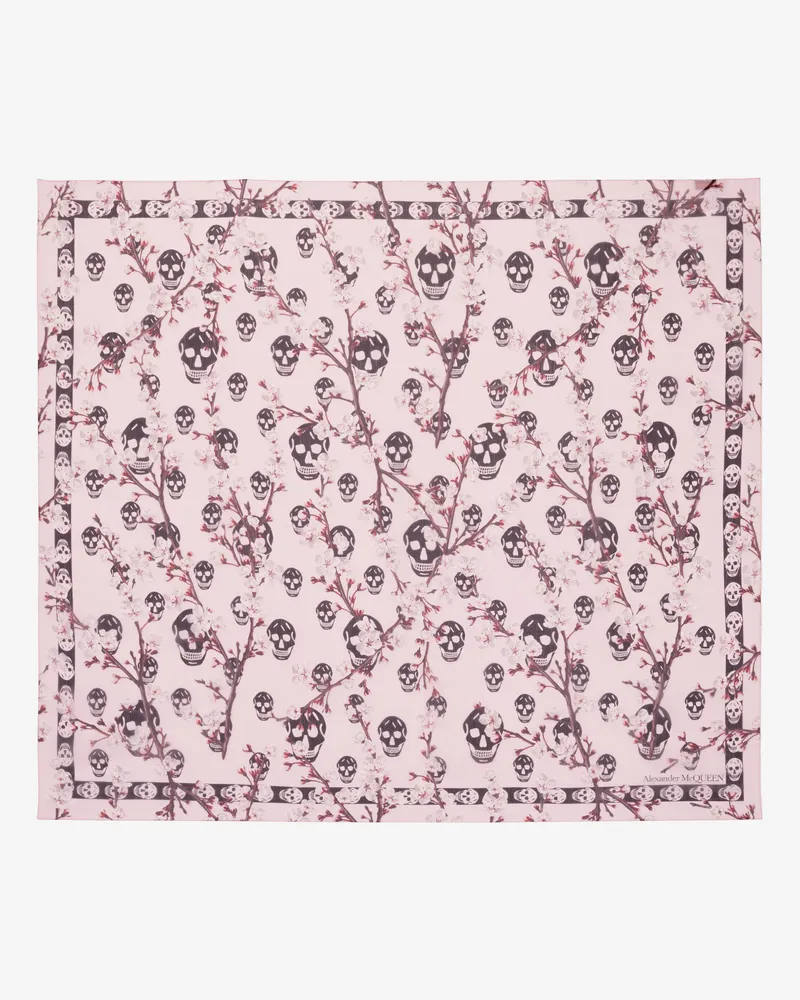 Alexander McQueen Foulard mit Blüte- und Totenkopf-Print Rosa