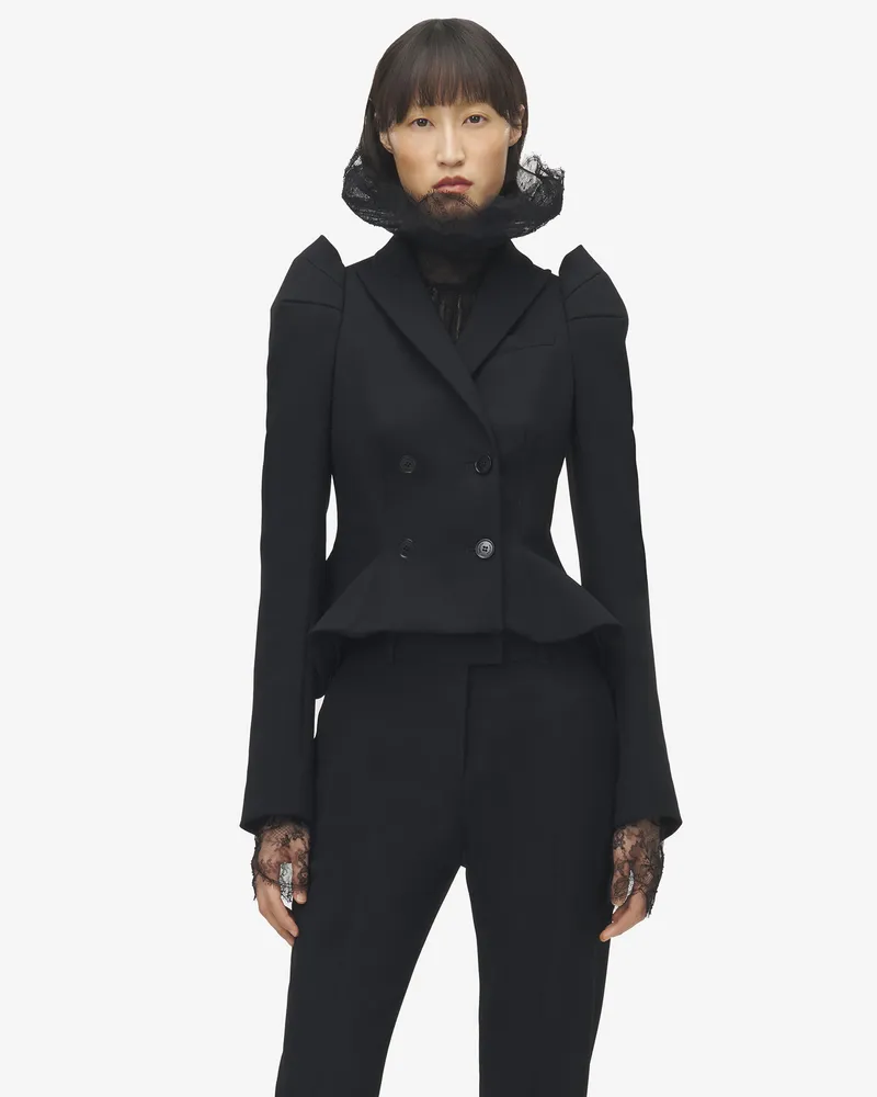 Alexander McQueen Zweireihige Jacke mit überschnittenen Schultern - Item 839655QJAFK1000 Schwarz