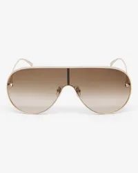 Alexander McQueen Mask Sonnenbrille mit Metallnieten Gold