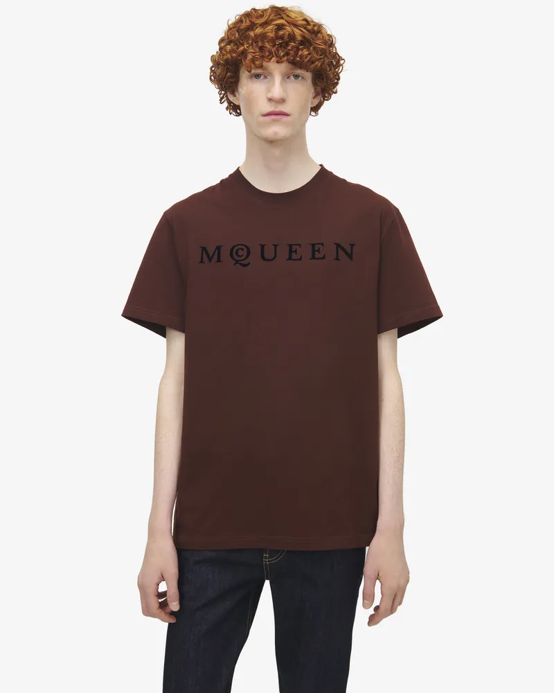 Alexander McQueen T-Shirt mit beflockten McQueen Logo - Item 847750QTAD50642 Dunkelrot