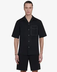 Alexander McQueen Hawaii-Hemd mit kontrastierenden Ziernähten Schwarz