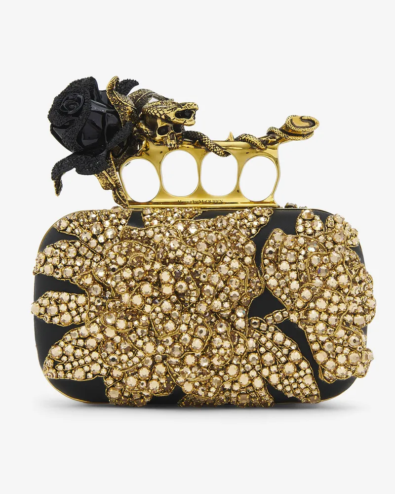 Alexander McQueen Knuckle Clutch mit Rosen- und Schlangenverzierung - Item 835585KR7841050 Schwarz