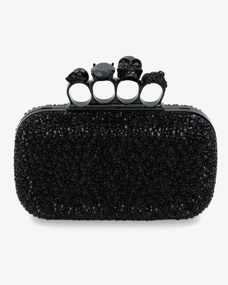 Alexander McQueen Knuckle-Clutch mit vier Ringen und Kette - Item 8503111BLDA1000 Schwarz