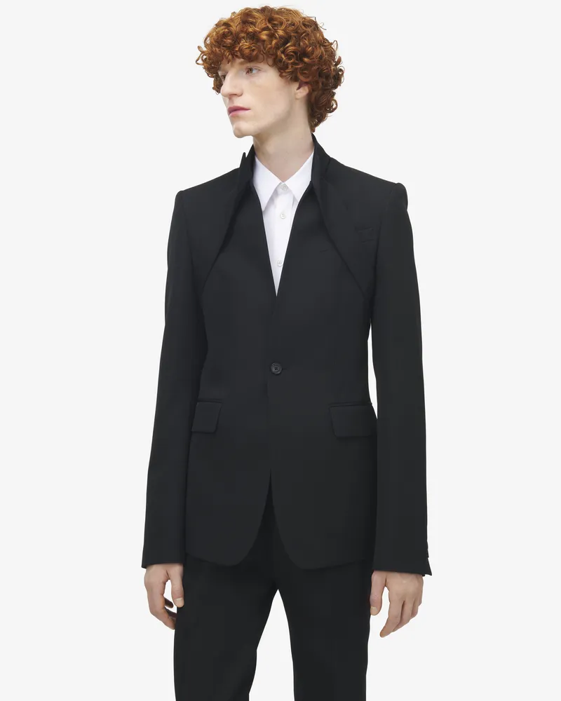 Alexander McQueen Einreihige Jacke mit gewendetem Revers - Item 847826QVAAA1000 Schwarz