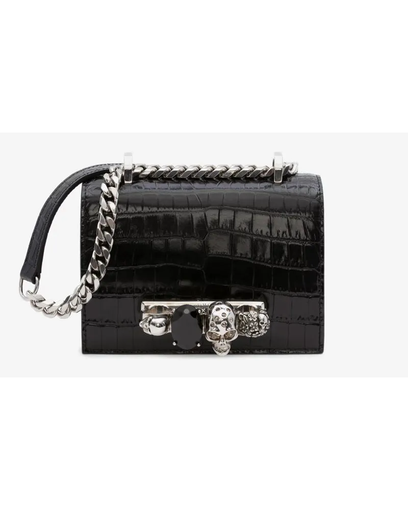 Alexander McQueen Mini Jewelled Satchel Schwarz