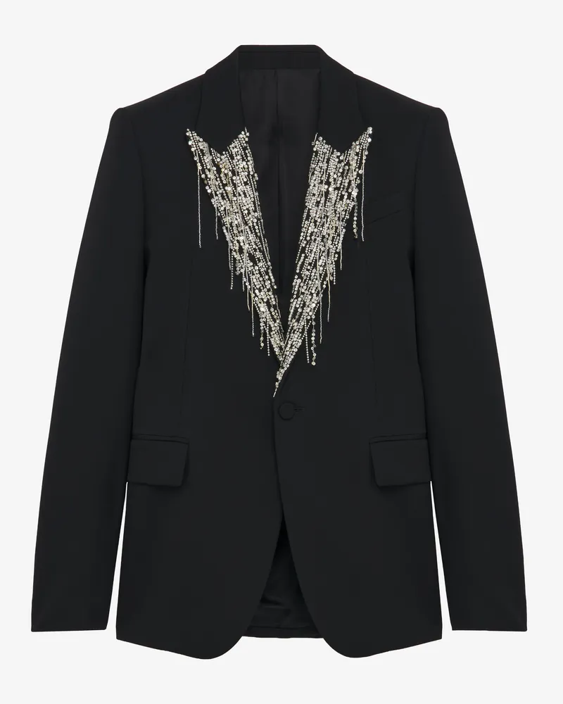 Alexander McQueen Einreihige Jacke mit Kristallstickerei - Item 851316QVAAA1000 Schwarz