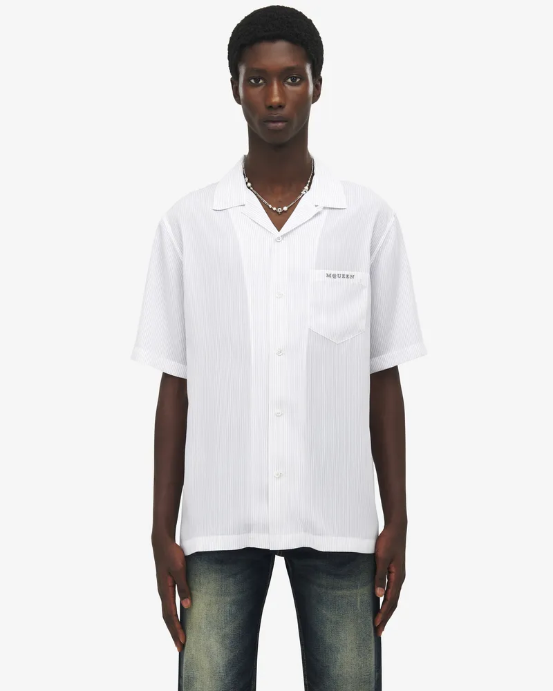 Alexander McQueen Gestreiftes Hawaii-Hemd - Item 826631QRAB79228 Weiss