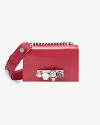 Alexander McQueen Die Biker Mini Jewelled Satchel Lippenstiftrot