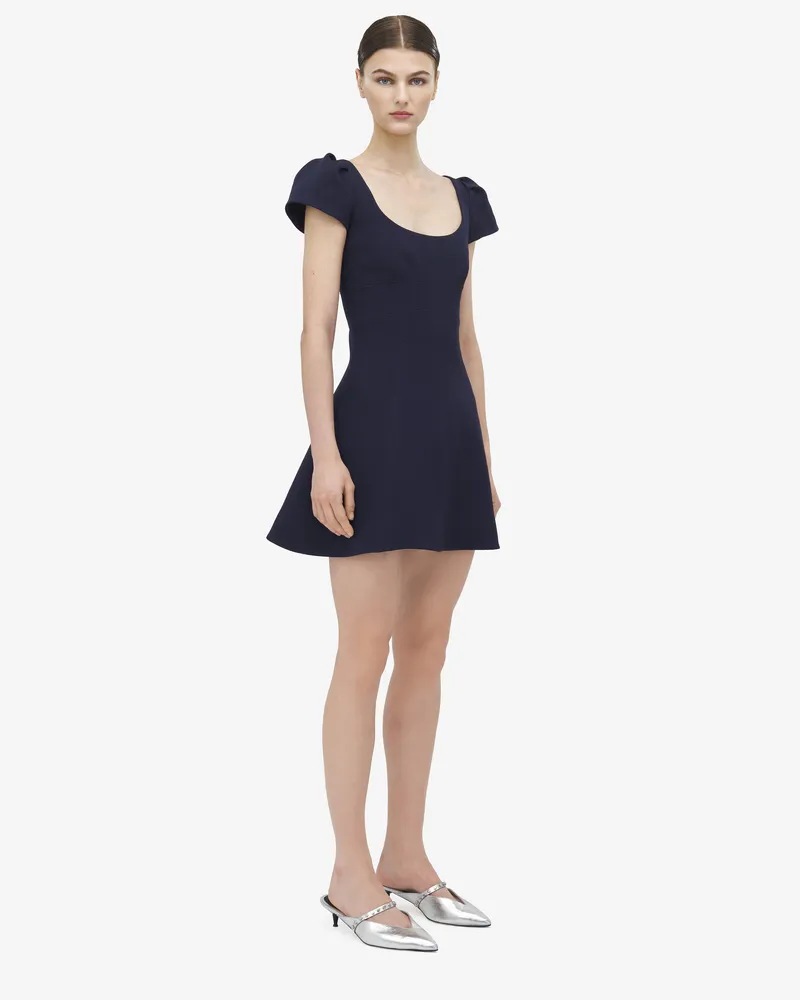 Alexander McQueen Minikleid aus Woll-Seiden-Mix - Item 841216QJAAA4100 Navy