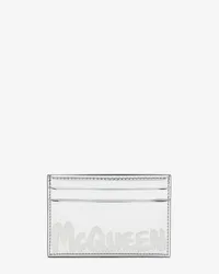 Alexander McQueen Kartenetui mit McQueen Graffiti-Motiv Silber