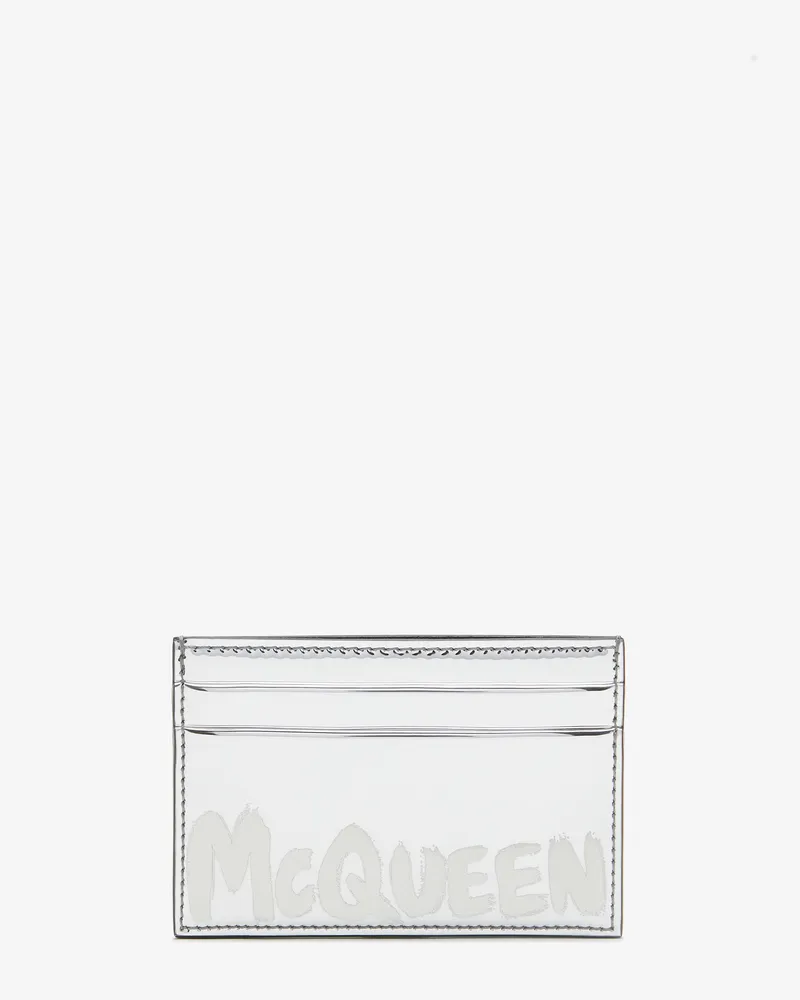 Alexander McQueen Kartenetui mit McQueen Graffiti-Motiv Silber