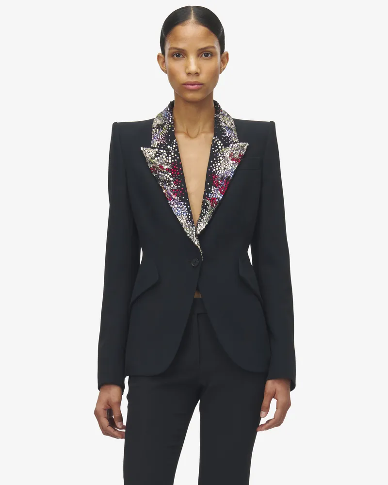 Alexander McQueen Jacke mit gesticktem Revers - Item 848632QEAAA1000 Schwarz