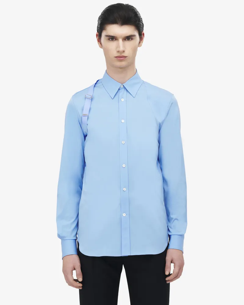 Alexander McQueen Gurt-Hemd mit Logoband - Item 828170QNAAB4343 Blau