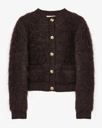 Alexander McQueen Strickjacke aus gebürstetem Mohair Dunkelbraun