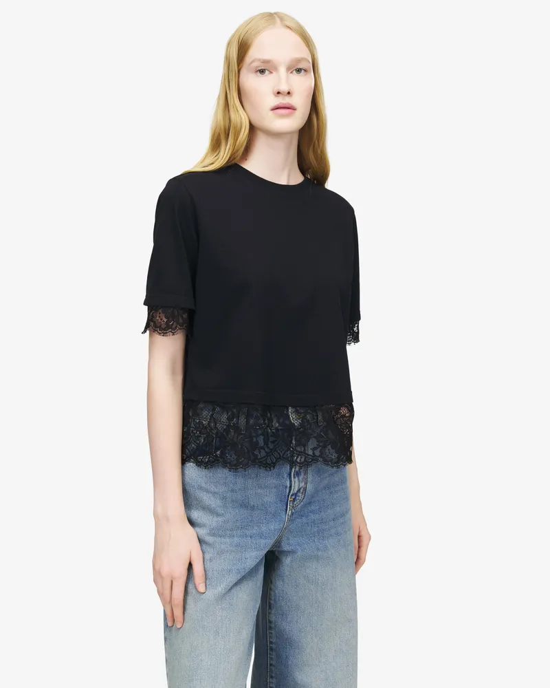 Alexander McQueen T-Shirt mit Spitzen-Detail - Item 850805QLAE61000 Schwarz