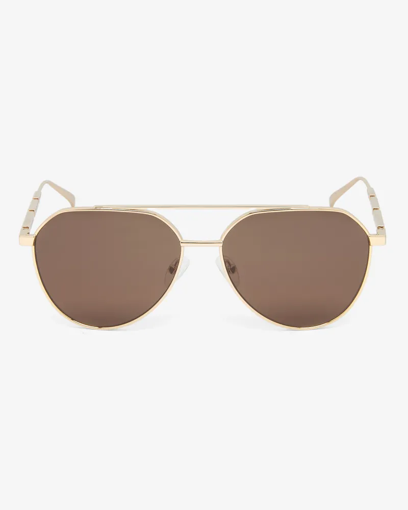 Alexander McQueen Piloten-Sonnenbrille mit Metallplakette - Item 810719I33307024 Gold
