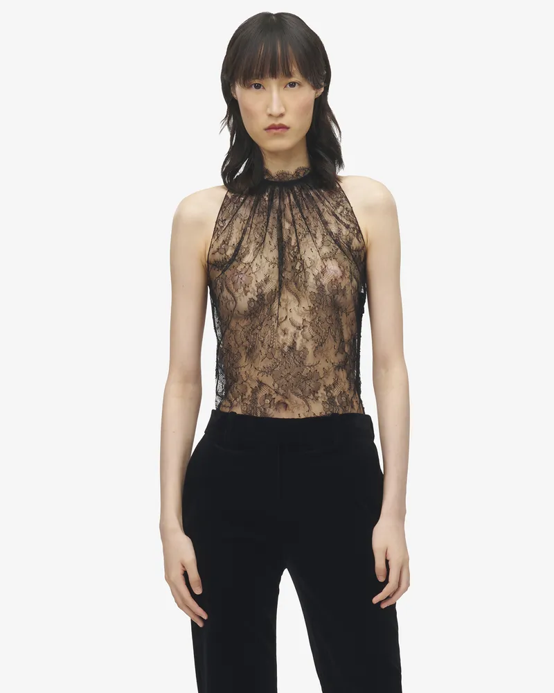 Alexander McQueen Ärmelloses Top mit floraler Spitze - Item 849852QZAPW1000 Schwarz