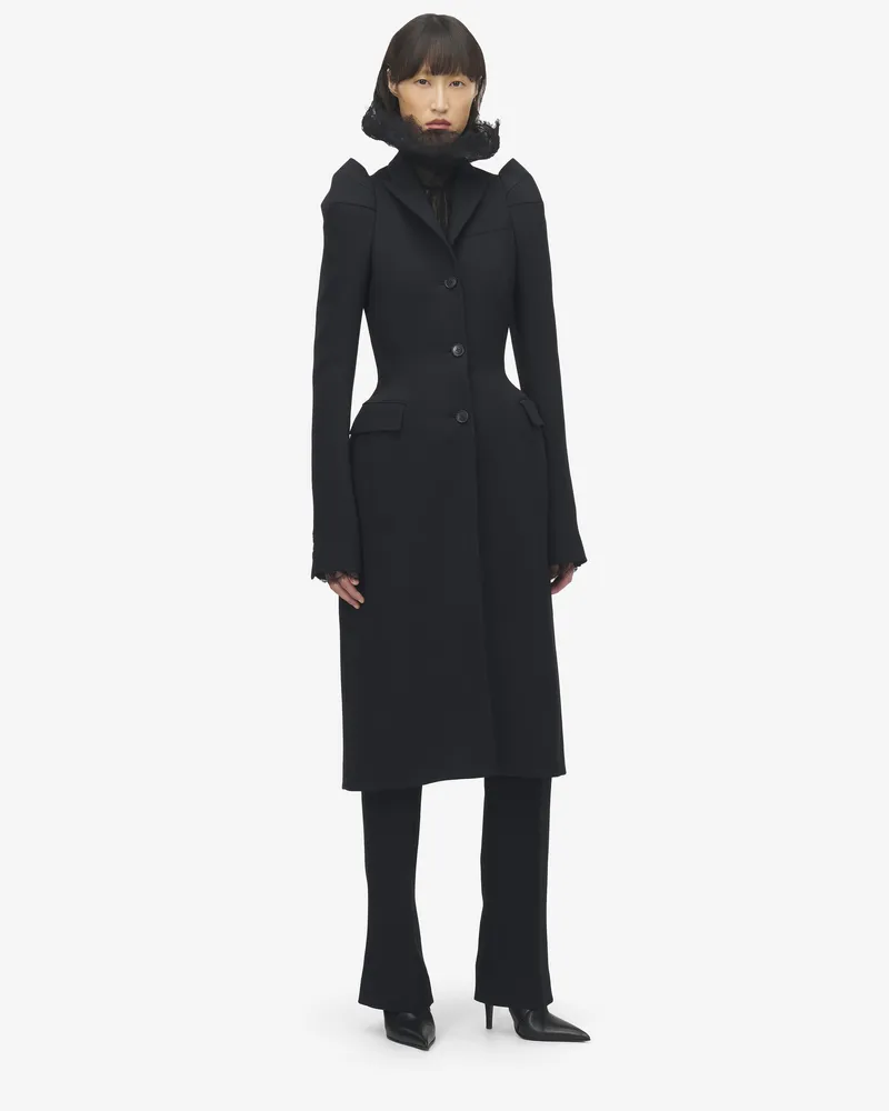 Alexander McQueen Mantel mit betonten Schultern - Item 842823QJAAA1000 Schwarz