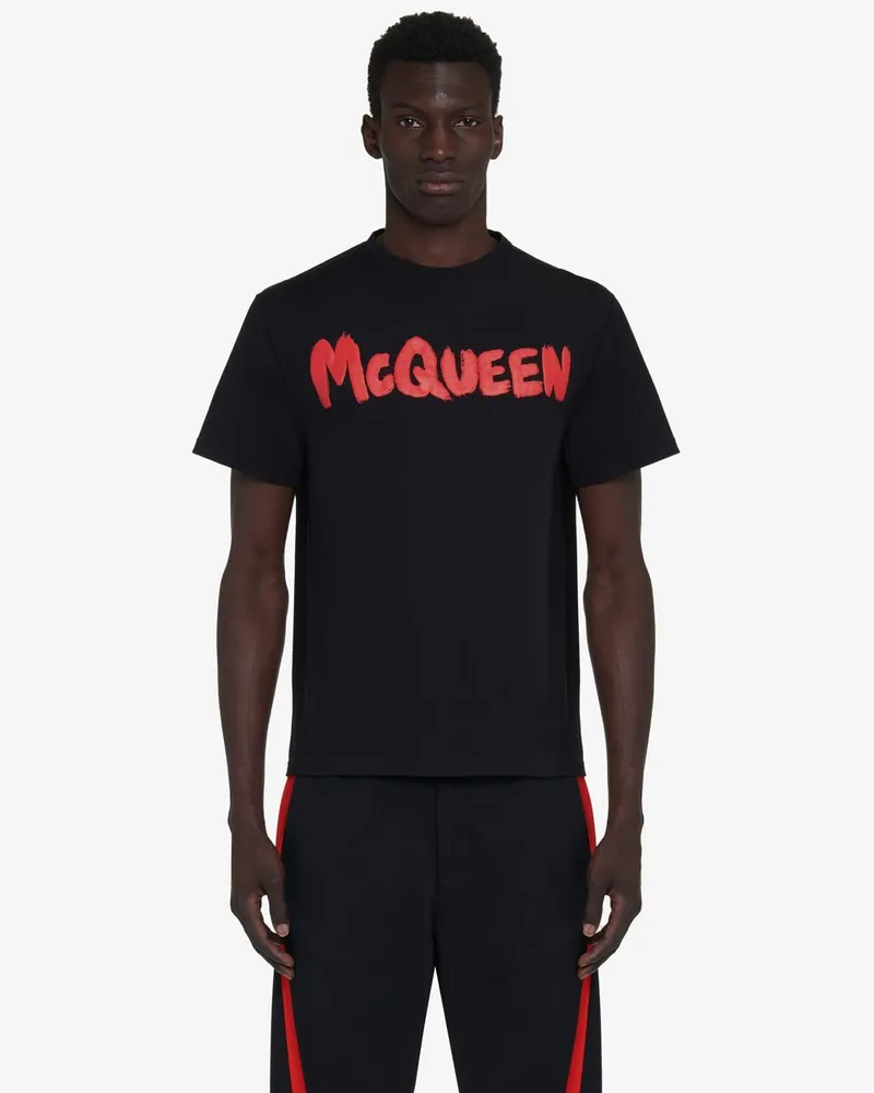 Alexander McQueen McQueen Graffiti-T-Shirt Schwarz