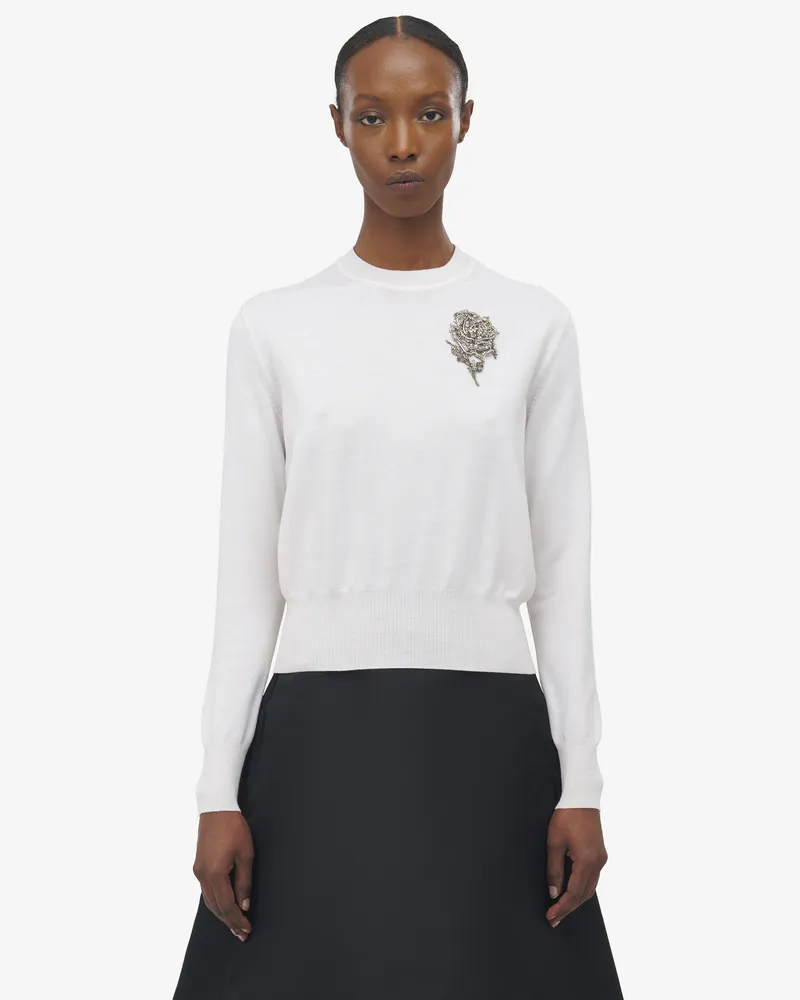 Alexander McQueen Silberner Tattoo-Pullover - Item 839818Q1BEO9006 Elfenbeinfarben