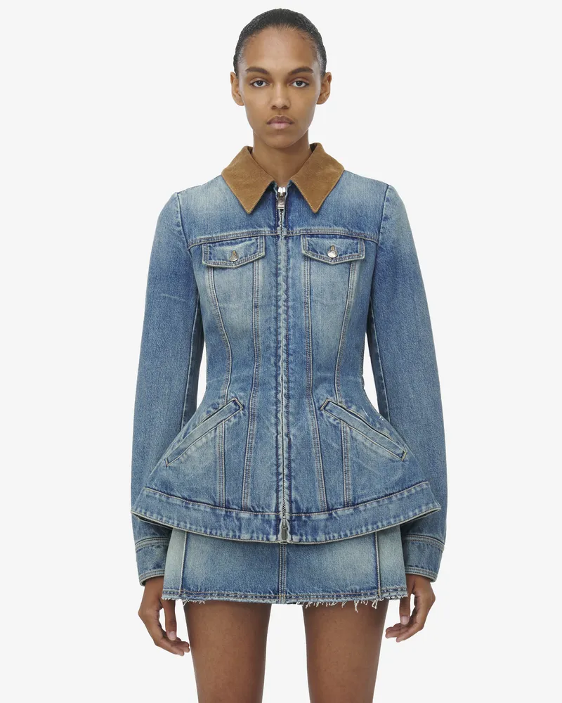 Alexander McQueen Schößchen-Jacke aus Denim - Item 813538QMACV4315 Stone
