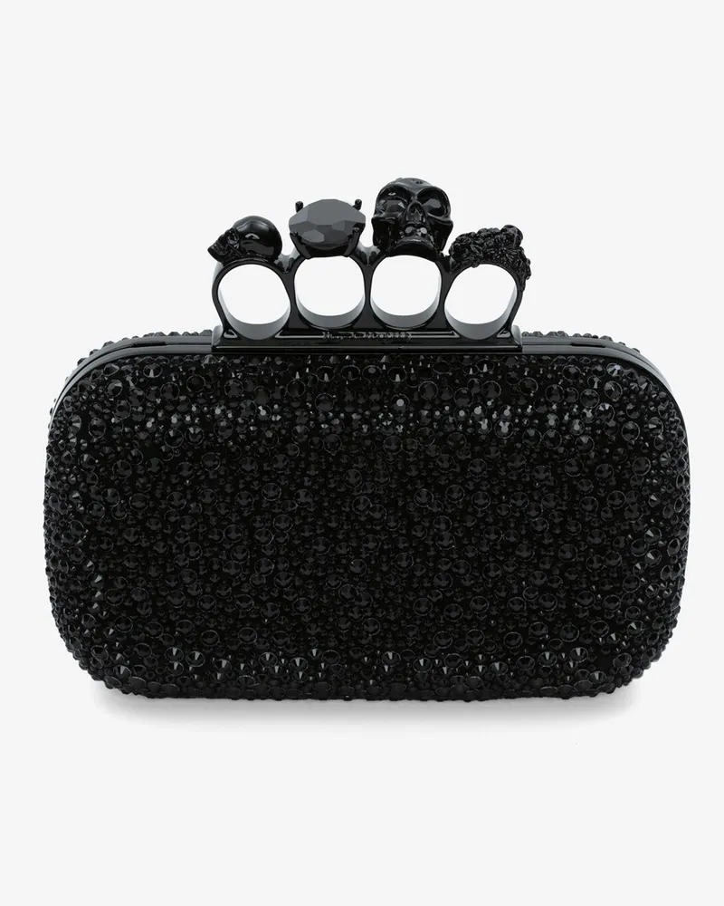 Alexander McQueen Knuckle-Clutch mit vier Ringen und Kette - Item 6762561BLDA1000 Schwarz